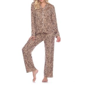 White Mark Sleepwear Soft Cheetah Print Pajamas New NWT Size 2X (14/16)